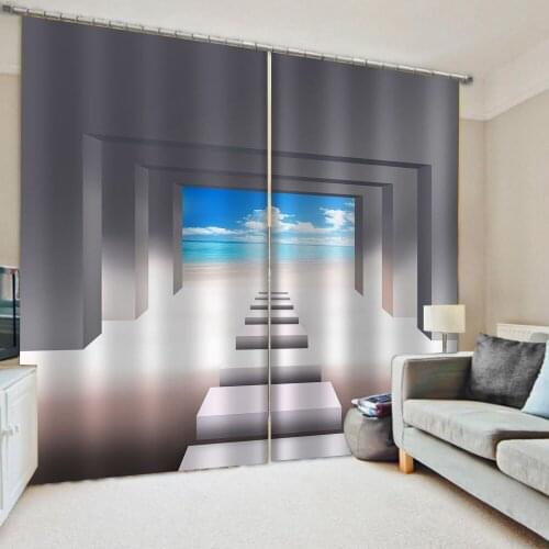 3d stereoscopic curtains blue sky curtain Bedroom living room windproof thickening blackout fabric