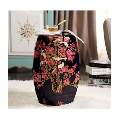 Jingdezhen American Flower And Bird Ceramic Drum Stool New Chinese Style Six Side Stool Home Furnishing Creative Dressing stool