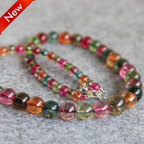 T8304 New 6-14mm Multicolor Tourmaline beads Necklace chalcedony beads,Fashion charming women jewelry wholesale