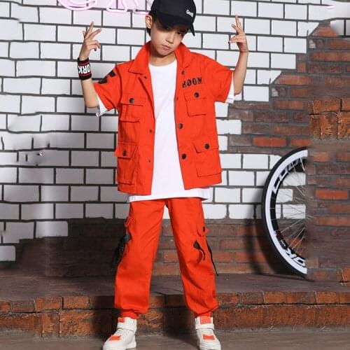 Jazz Hiphop Dance Costumes Stage Competition Clothing Hip Hop Clothes Children Pop Street Dance Wear Suit For Kids Boys DQS3787