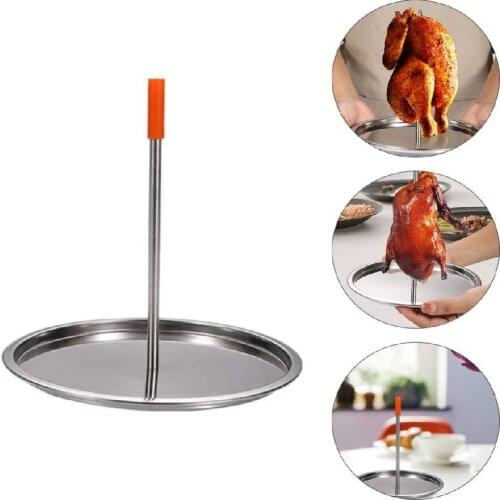Stainless Steel Vertical Skewer Barbecue Spike Poultry Hanger Roasting Meat Spit Skewer Brazilian Spikes BBQ Stand Grilling Rack