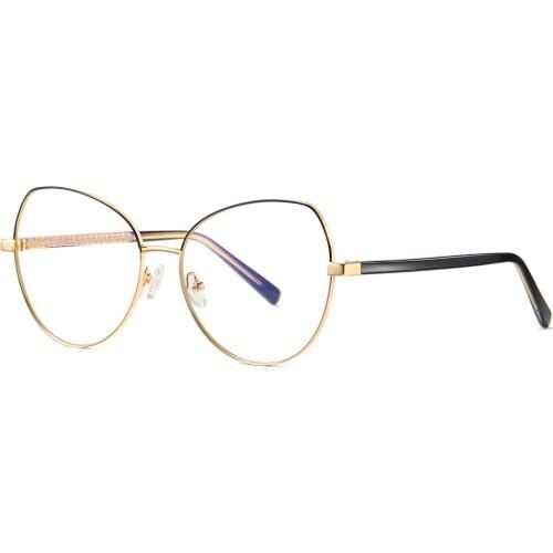 Veshion Blue Light Blocking Cat Eye Glasses for Computer Women Metal Female Eyeglasses Prescription Clear Lens Eye Protection
