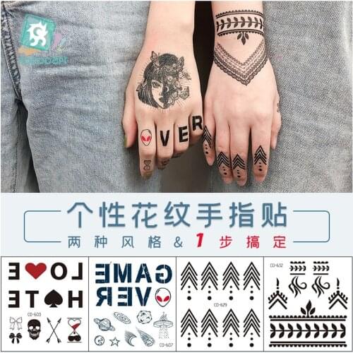 Waterproof Temporary tattoo stickers personalized letters finger stickers fashion hand tatoo sticker jewelry Body Art face tatto