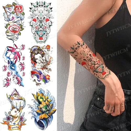Temporary Tattoos Stickers For Kids Boys Girls Fawn Tribe People Anchor Tattoo Sticker Men Women 3D Cute Fake Tatoo Colorful Set