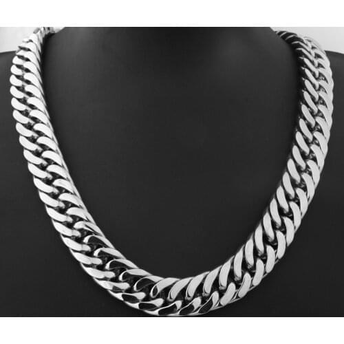 High Quality 18mm Silver Color Stainless Steel Mens Chain Necklace Heavy Huge Jewelry Curb Cuban Chain 7"-40" Xmas Jewelry Gift