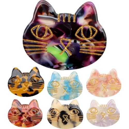 Cartoon Cat 10pcs/lot Acrylic Planar Resin Headwear Hairpin BB Clip DIY Art Sew For Bows Crafts Jewelry Accessories,10Yc19013