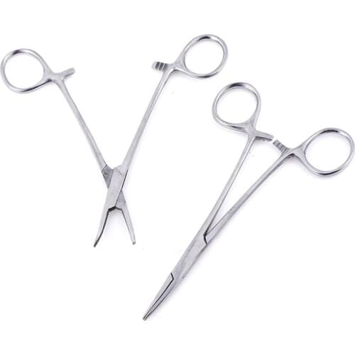 1PC Straight Elbow Curved Stainless Steel Bent-nose/Straight Locking Elbow Scissor Plier Hemostatic Forceps Clamp Pliers 12.5cm