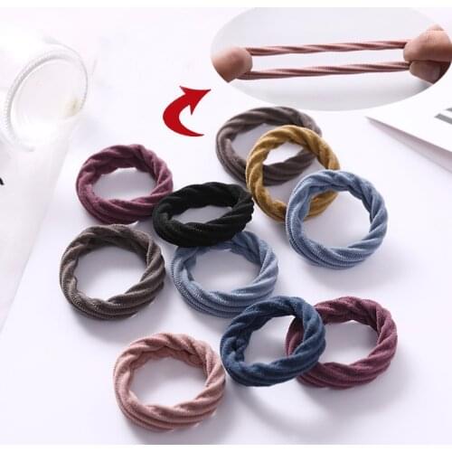 10 Pcs Women Girls High Elasticity 4cm Medium Hair Rope Candy Solid Color Rubber Band Ring Ponytail Holder Color Mixing