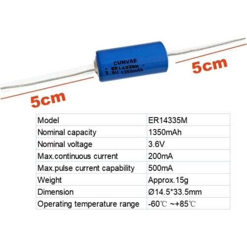 100Pc ER14335M 3.6V Lisoci2 Battery 2/3AA Lithium Single Use Batteries 14335 size high rate discharge