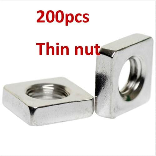 200pcs/lot Square Thin Nut M3 M4 M5 M6 M8 A2 STAINLESS STEEL NUTS DIN 562