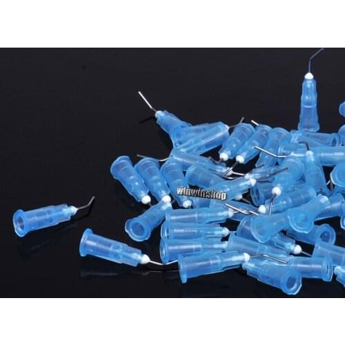 22G diameter 0.69mm thick blue rinse elbowBent Needle Tips irrigation needle Dental Etchant Composite Resin reagent 200PCS