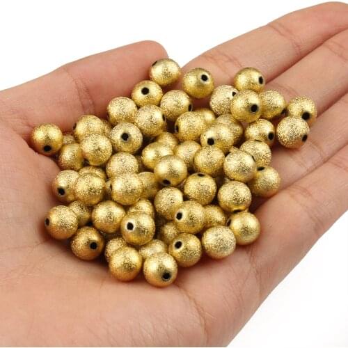 4 6 8 10 12mm Gold Plated Stardust Acrylic Round Ball Spacer Beads For Jewelry Making DIY Bracelet Charms Findings Supplies