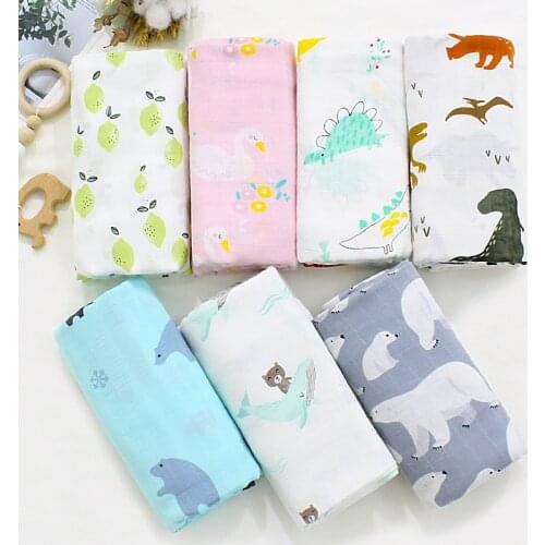 Baby Muslin Blankets Newborn Diaper Swaddle Wraps 47inch Baby Bedding Soft Bath Towel 70%bamboo+ 30% cotton