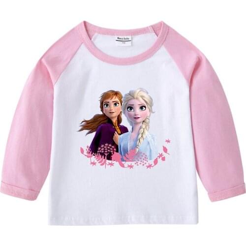 Disney Frozen Anna Elsa Print Baby Boy Girls T shirt Autumn Children Clothes Teenager T-Shirt Kids Toddler Leisrure Tee Clothing