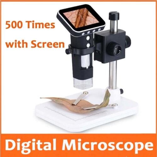500X LED Magnifying Glass Pocket USB Digital Microscope with 3.5 inch Screen Liftable bracket Stand for Mobile Phone Repair