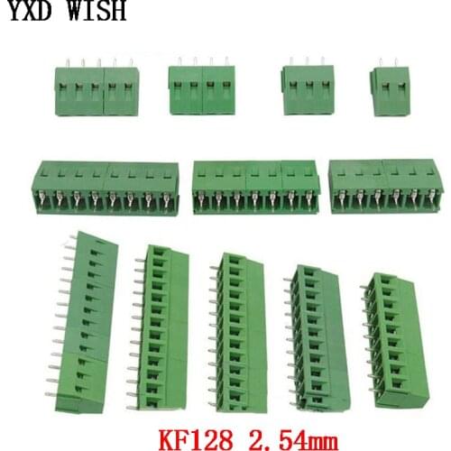 10pcs 2.54mm PCB Screw Terminal Blocks Connector2P 3P 4P 5P 6P 7P 8P 9P 10P 12P 14P 16Pin Terminals Kit For 26-18AWG Cable KF128