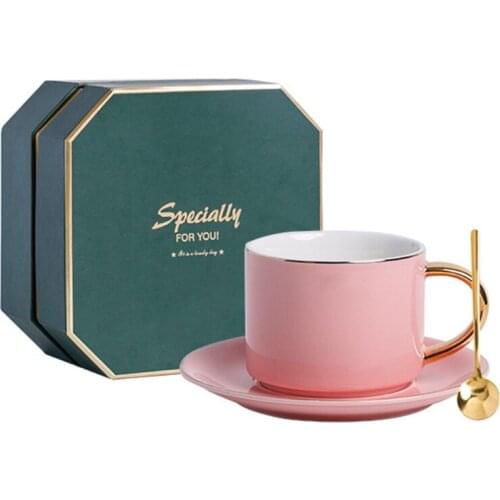 Coffee Cup and Saucer Set Ceramic Pure Color Handmade Milk Afternoon Tea Cup With Saucer and Spoon Suitable for Office