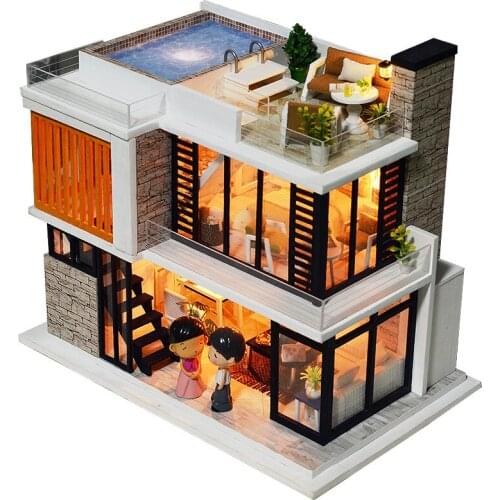Doll House Wooden Furniture Diy House Miniature Box Puzzle Assemble 3d Miniaturas Dollhouse Kits Toys For Children Birthday Gift