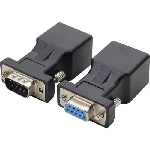 New Arrival DB9 RS232 Male/Female to RJ45 Female Adapter COM Port to LAN Ethernet Port Converter