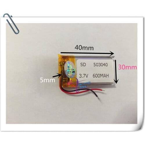 Wholesale 10 pcs 3.7V 600mah 503040 Lithium Polymer LiPo Rechargeable Battery with PCM For Mp3 Mp4 PAD DVD DIY E-book bluetooth