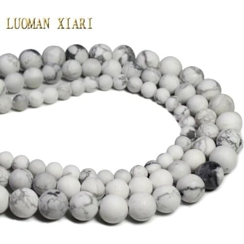Wholesale Dull Polish Howlite White Turquoises Natural Stone Round Beads For Jewelry Making DIY Bracelet Necklace 6/8/10 mm