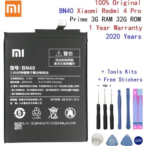 Xiao Mi Original Replacement Phone Battery BN40 For Xiaomi Redmi 4 Pro Prime 3G Hongmi 4 Pro 4100mAh With Free Tools