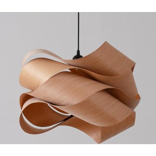New Wood Skin Pendant Lights Bar DIY Creative Led Wood Pendant Lamp Free Shipping Modern Loft Nordic Kitchen Lighting Fixture