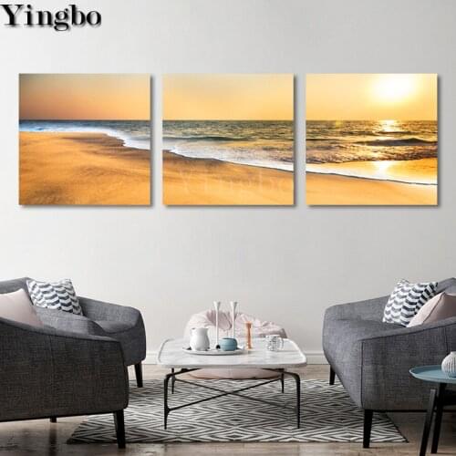 Full Square/Round Diamond Painting Sunset seascape Embroidery Mosaic diamond Pictures of Rhinestones for home decor 3 pcs