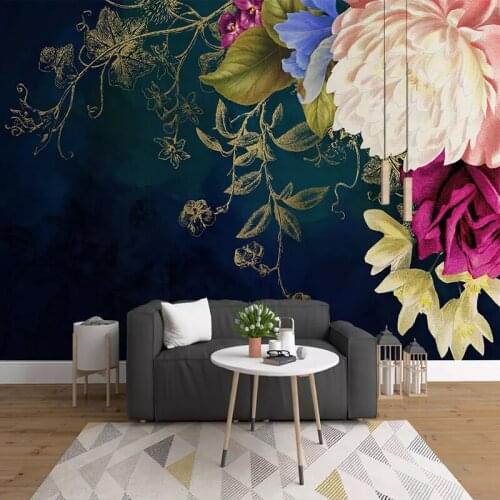 Custom 3D Wall Mural Wall Paper Nordic Vintage Flowers Rose Wallpaper For Living Room Bedroom Wall Home Decor Fresco Wall Cloth