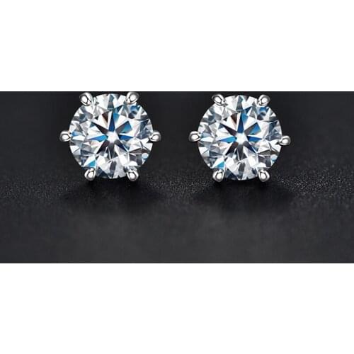 925 Silver Simplicity Stud Earrings Pass Diamond Test Excellent Cut 0.5/1ct D color Moissanite Couple Stud Earrings for Girls