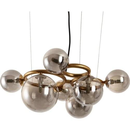 Artpad Nordic Chandelier Brass Lamp Glass Bubble Lampshade Modern for Dining Living Room Store Hanging Lighting G9 LED Bulb