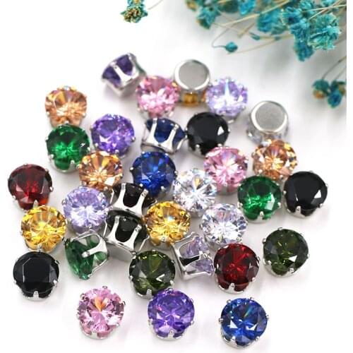 6mm/8mm/10mm/12mm round shape glass strass rhinestones Zircon artificial gemstone with silver claw DIY jewelry Accessories