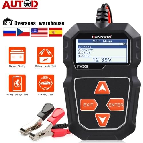KONNWEI KW208 Car Battery Tester 12V 100 to 2000CCA Cranking Charging Circut Tester Battery Analyzer 12 Volts Battery Tools