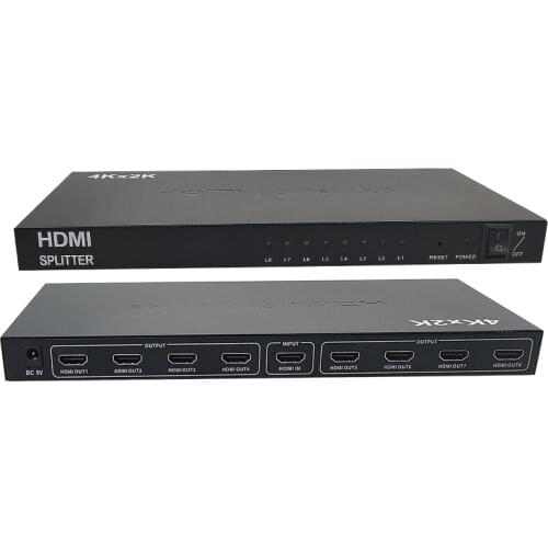 4K High speed transmission HD div signal 1x8 dv 8 screen video and audio amplifier splitter