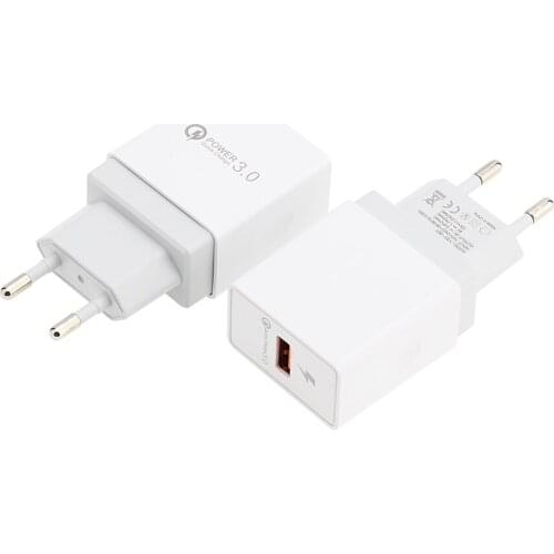 Quick Charge 3.0 15W USB Charger For Samsung Xiaomi Redmi Note 7 8 Pro EU QC3.0 Fast Charging Usb Wall Phone Chargers 50pcs