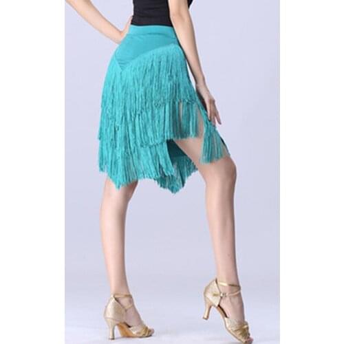2020 Latin Dance Clothing Womens Adults rumba/Salsa Cha Cha Samba tassel Fringed Skirt Dance Competition Constume Wear