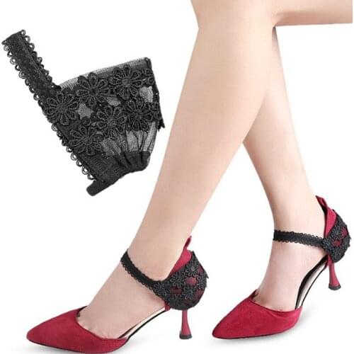 Women Anti-loose Lace Fabric Shoe String Straps for High Heel Leather Shoes Fashion Elastic Anti-loose Lace Shoelaces