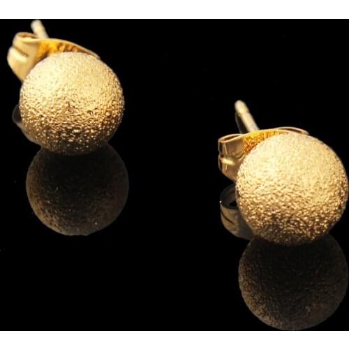 / Gold Color Double Frosted Round Ball Shape Classic Stud Earrings For Women Fashion Jewelry Free shipping