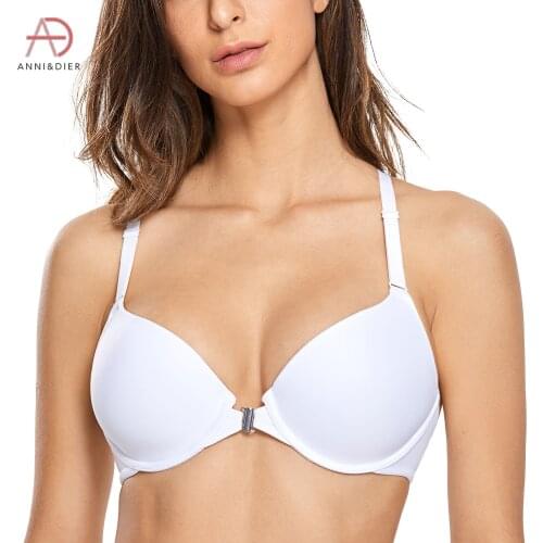 Womens Full Coverage Smooth Foam Underwire Front Closure Racerback Bra Plus Size