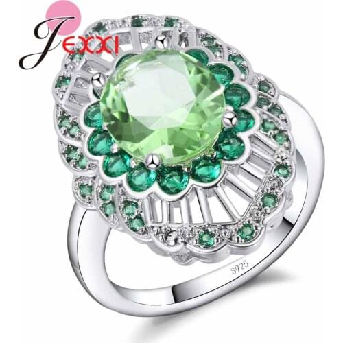 Unique design 925 Sterling Silver Super beautiful jewelry trendy Green ring Vintage High quality gifts for women /girl