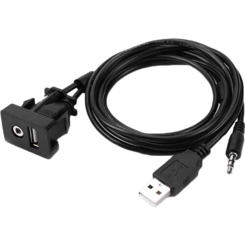 1m Dash USB Port Panel 3.5mm AUX USB Extension Cable for Toyota Camry Corolla Audio Socket with Audio Signal Support