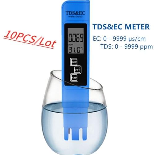 10pcs/lot EC TDS Tester Digital Water Quality Testing Purity Temperature Pocket Meter Aquarium Pool LCD Pen Monitor 50%off