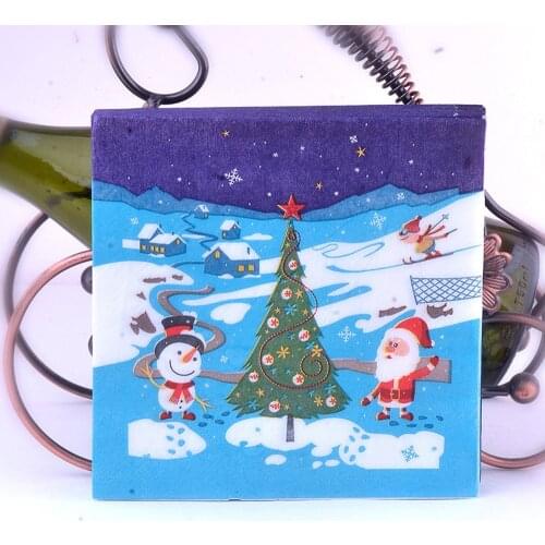 20pcs/Set Snowman Beautiful Printing Napkins Paper Xmas Napkins Christmas Napkins For Home Store Party Christmas Supplies