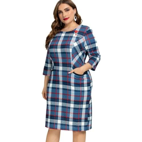 2020 Summer womens Plus Size Plaid Dress fashion Ladies elegant Club dresses