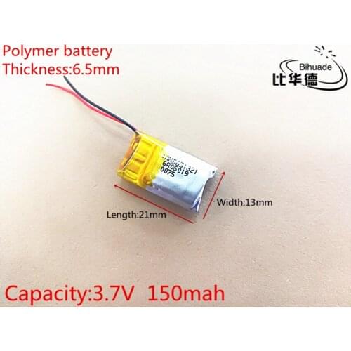 3.7V,150mAH,651321 PLIB; polymer lithium ion / Li-ion battery for GPS,mp3,mp4,mp5,dvd,bluetooth,model toy mobile bluetooth