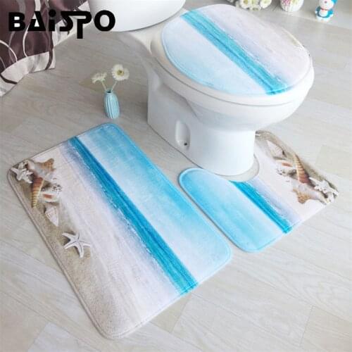 3Pcs Flannel Print Non Slip Pad Absorbent Pedestal Rug Lid bathroom carpet Toilet Seat Cover bath mat decoration accessories set