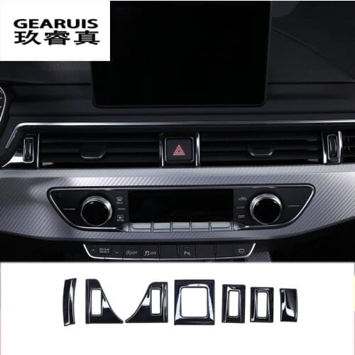 7Pcs Dashboard Central control decoration Air conditioning outlet trim products Cove For Audi A4 B9 Blue Black stainless steel