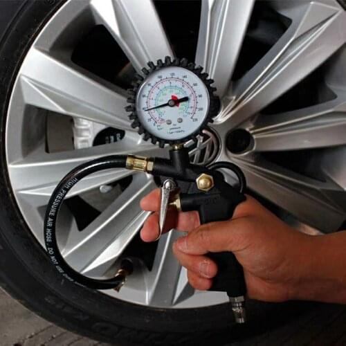 Tire Pressure Gauge Air Strap Inflatable Spring Tube Car Monitor Nozzle Pump