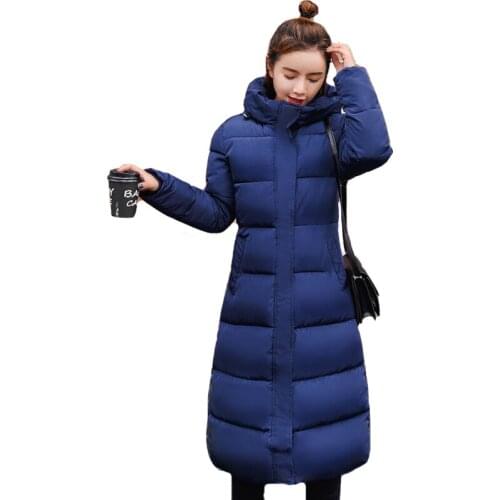 X-long Oversized Down jackets Fad Winter Fashion Women Coat Slim Thicken Warm Down Cotton Padded Hooded Outwear Parkas