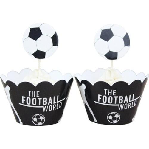 Football Soccer Cake Cupcake Toppers Wrappers Kids Boys Happy Birthday Party Supplies Cake Baking Decoration